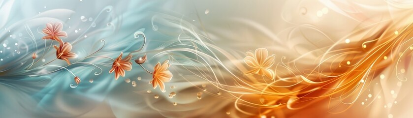 Abstract swirling colors in blue, orange, and yellow.