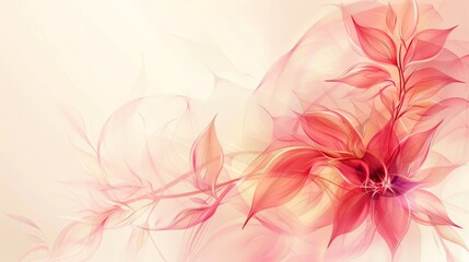 Abstract floral illustration with delicate red leaves and a soft, dreamy background.  Perfect for