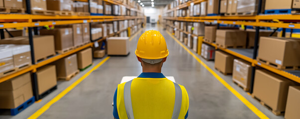 Logistic professionals coordinating operations in bustling warehouse facility 