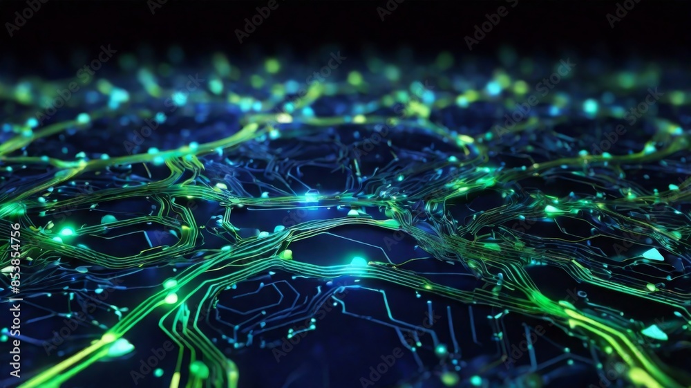 Fototapete abstract background featuring a detailed circuit board design with glowing pathways and nodes