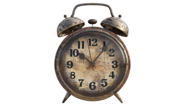 Clock on white background, vintage retro