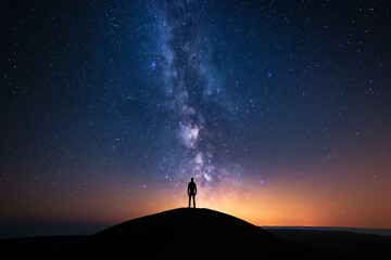 Fototapeta premium Stunning nebula display in night sky time-lapse, background with empty space for text 