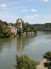 Saone river between Barbe island and Quai Clemenceau, Lyon France