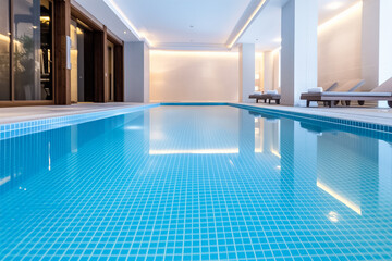 Vibrant mosaic tiles enhancing beauty of a modern pool interior 