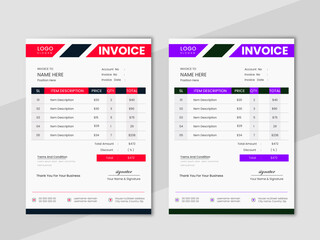 Minimal Corporate Business Invoice design template vector