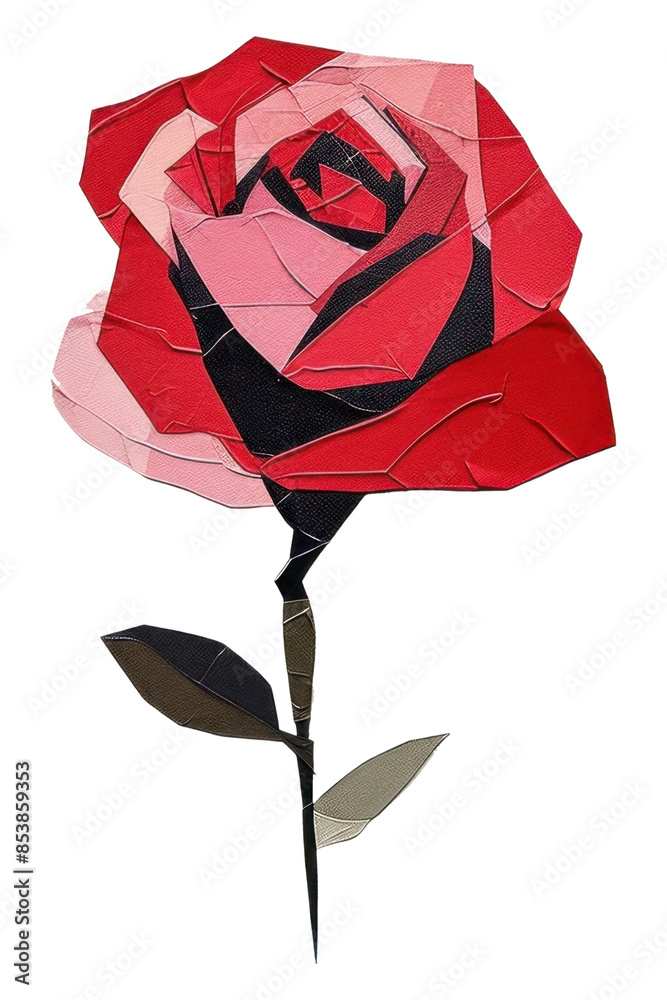 Wall mural png simple abstract rose ripped paper collage art flower plant.