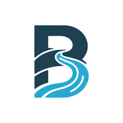 letter B river nature professional business logo vector illustration template design