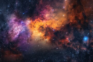 Fototapeta premium Vibrant galaxy stars blue purple nebula view