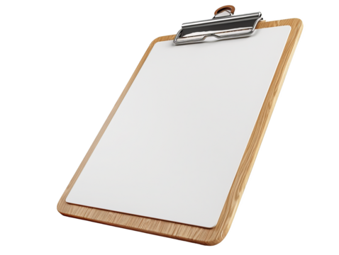 Clipboard, eye level, front view, clipart, isolated on white background