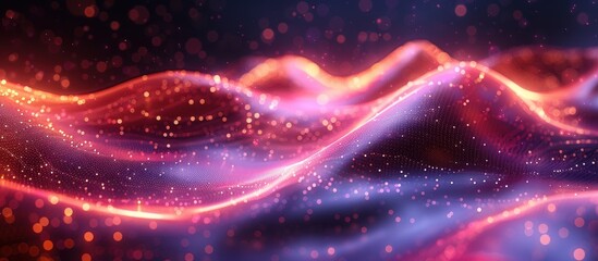 Network connection structure, wave weaving lines on abstract background.