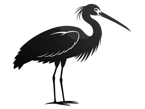 recommend clip art: roseate spoonbill  silhouette black white background I.eps