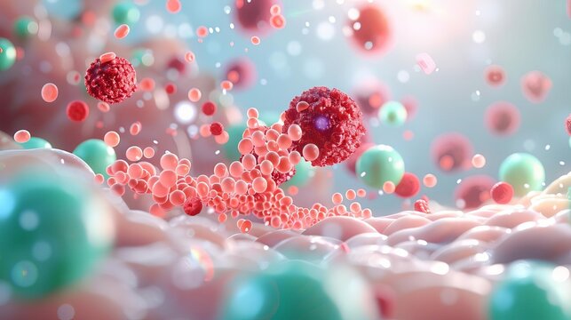 Animation of red vital fluid cell formation with a visual representation of anemia's disruption
