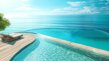 Fototapeta premium turquoise water of a perfect luxury pool, tranquil ambiance, upscale architecture