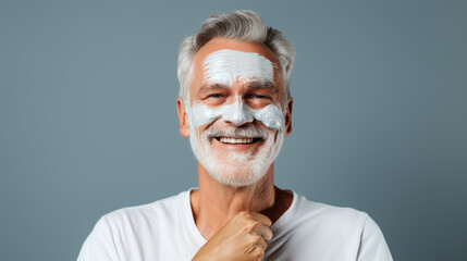 Obraz premium Elderly Caucasian Man with Gray Hair and Beard Smiling
