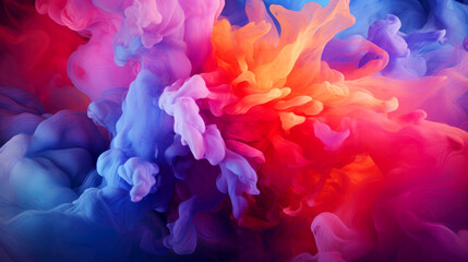 Fototapeta premium Vibrant and colorful abstract cloud-like shapes in shades of pink, orange, red, and blue