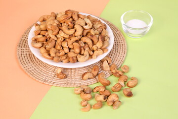 Grilled cashew nuts in a bowl
