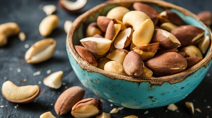 Tasty brasil nuts, Brazilian nuts, element for cosmetics and healthy eating