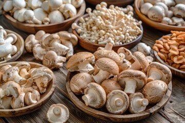 Display of Fresh Mushrooms
