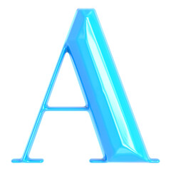 Blue Font A 3D Render