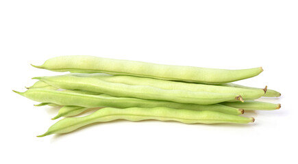 bush beans, green beans on white background.