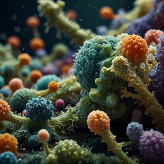 Close-up of cells and organisms