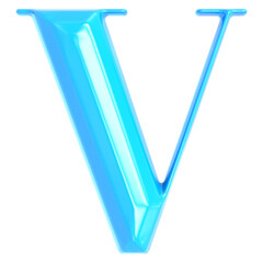 Blue Font V 3D Render