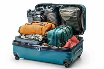 Fototapeta premium Close-up suitcase with numerous luggage bags