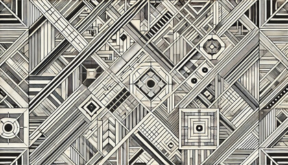 Fototapeta premium Geometric pattern seamless texture in neutral colors