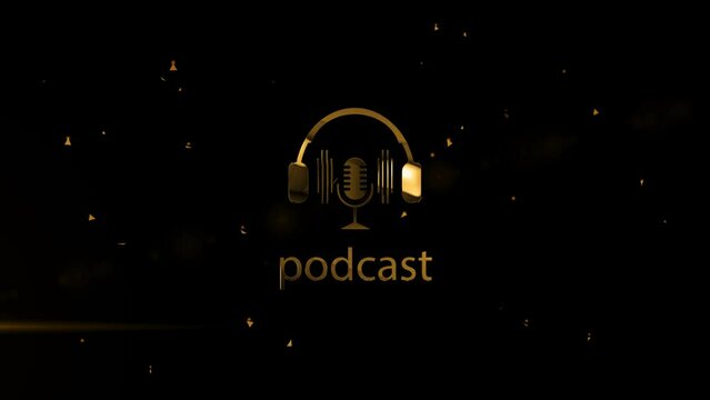 Luxury golden podcast logo green screen background