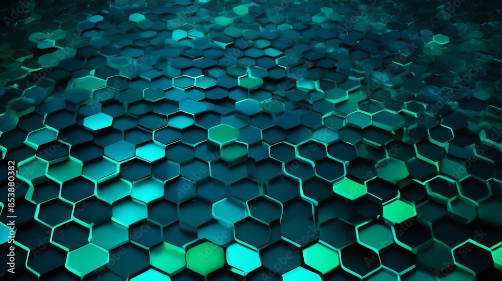 Poster abstract background with a hexagonal grid pattern, symbolizing data storage and transfer
