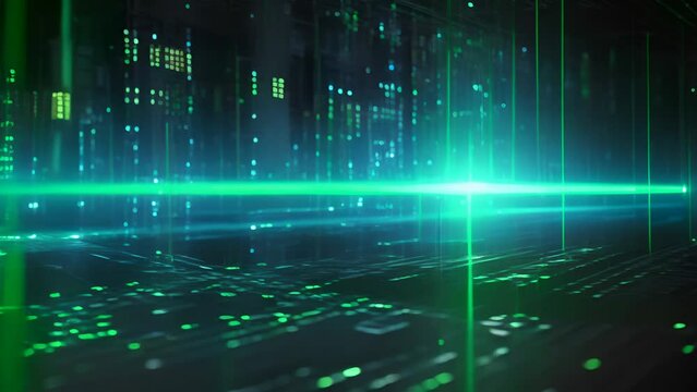 Digital Binary Sequence on Blue Display