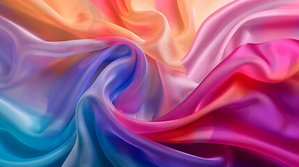 Obraz premium A mesmerizing swirl of pastel-colored silk fabric, capturing the ethereal beauty of soft folds and delicate light. The harmonious blend of colors creates a dreamy and romantic atmosphere
