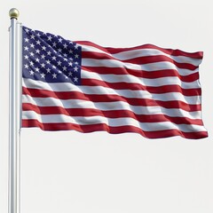 Fototapeta premium An American flag in all it's glory, white background 