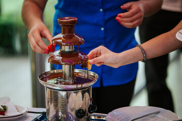 An assortment of beautifully arranged desserts, featuring vibrant fruits and delicate garnishes, perfect for a wedding celebration