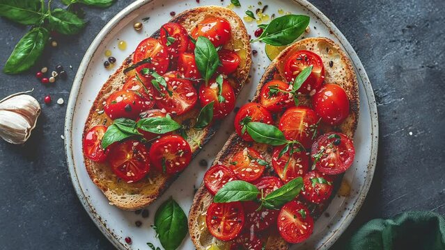 Fresh Tomato Bruschetta With Basil And Olive Oil