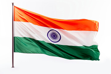 The flag of India. Realistic waving flag. Highlighted on a white background. India