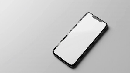 a blank smartphone screen on a grey background