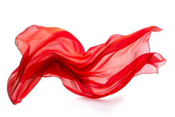 flowing red fabric isolated png transparent background