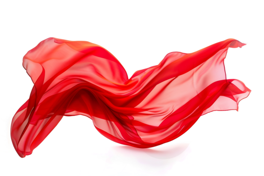 flowing red fabric isolated png transparent background