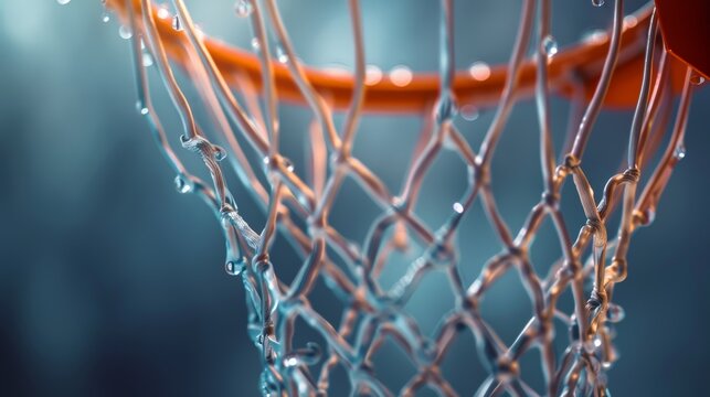  macro shot of basketball rim