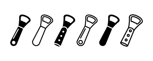 Bottle opener. Bottle opener icon set. Vector illustration.