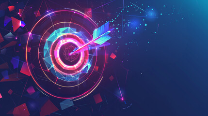 Abstract dart board with arrow in the center. objectives and target for business investment concept, Digital marketing, Business goal and technology concept.