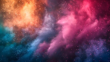 Colorful powder explosion, colorful background.