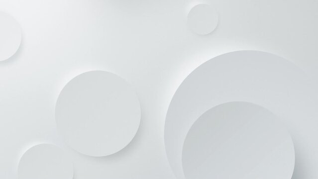 White geometric background. Looped white round shape. Futuristic graphic simple clean design element. Light wall. Minimalistic illustration, technology white business presentation template. Flat 