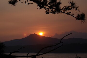 sunset over the mountains