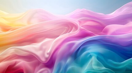 Obraz premium Rainbow colors flowing in the wind, colorful background, colorful wallpaper in the style of nature.