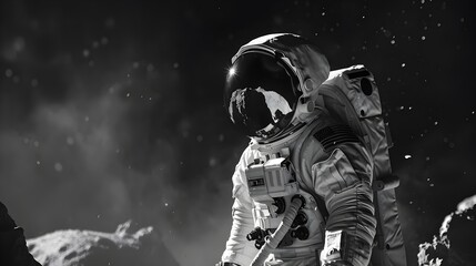 Fototapeta premium Solitary Astronaut Exploring the Vast Cosmic Expanse of the Universe