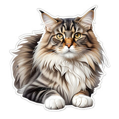 Cute main coon cat sticker, clipart, background