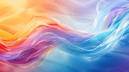 Obraz premium Rainbow colors flowing in the wind, colorful background, colorful wallpaper in the style of nature.