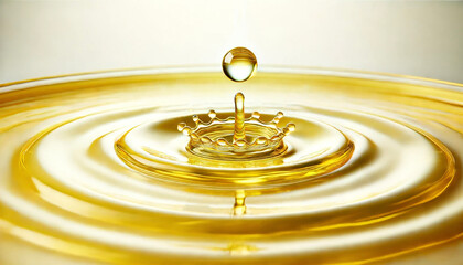 黄色い液体が落下し波紋を描く,美容,ビタミン,オイル
